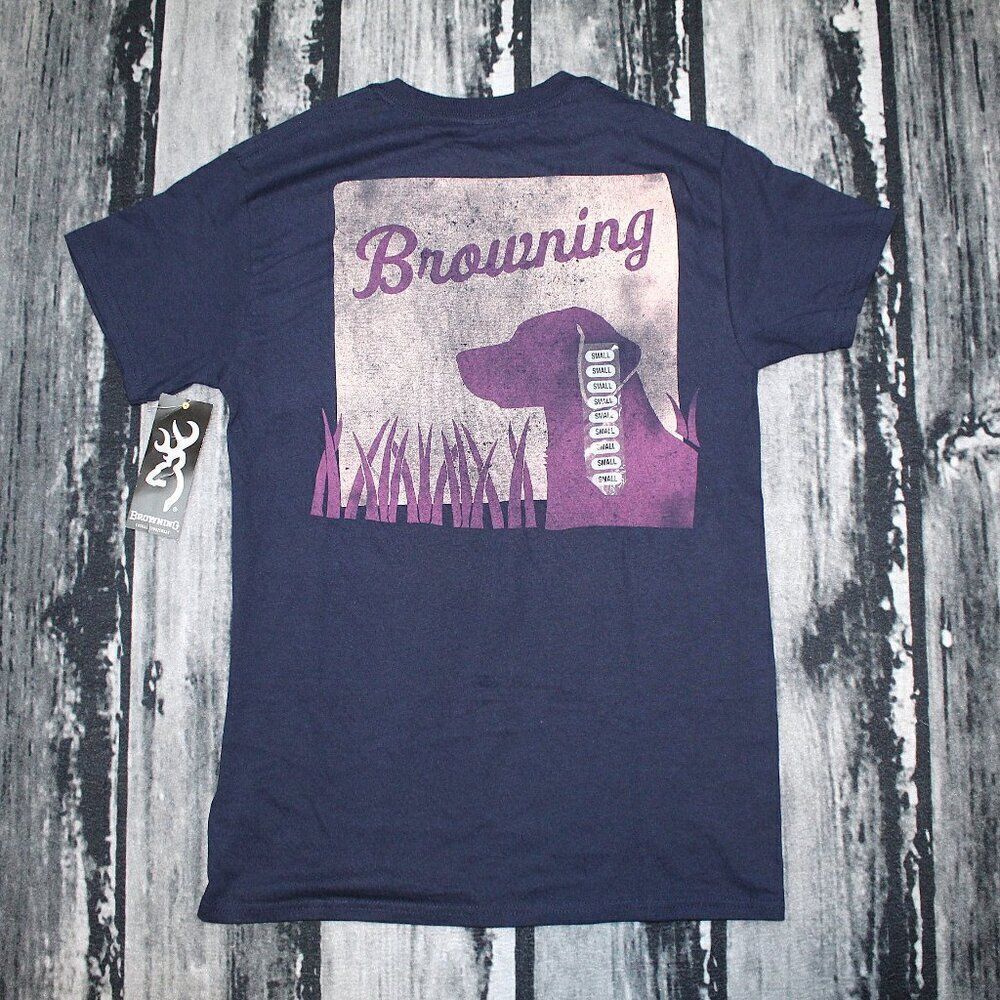 Browning Women's Grass Dog Graphic T-Shirt Navy Blue, Small - Women's Graphic To